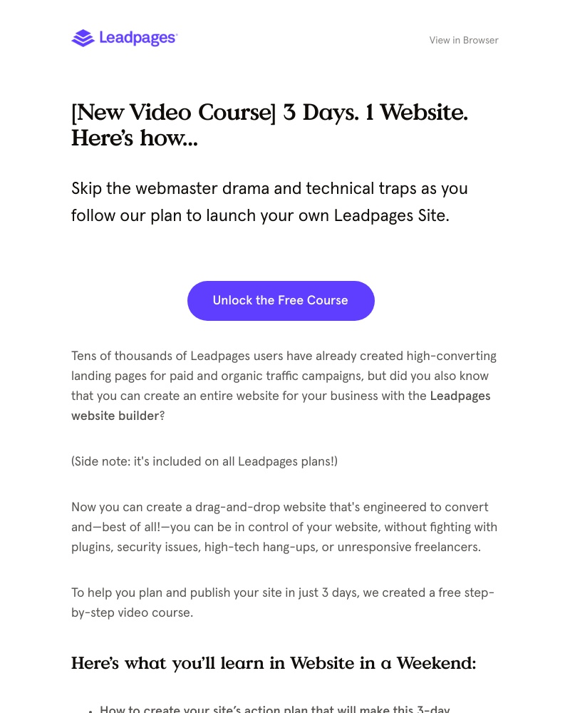 Leadpages - Want a website by Monday?