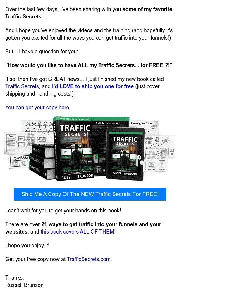 ClickFunnels - want ALL My "Traffic Secrets" for free? :)