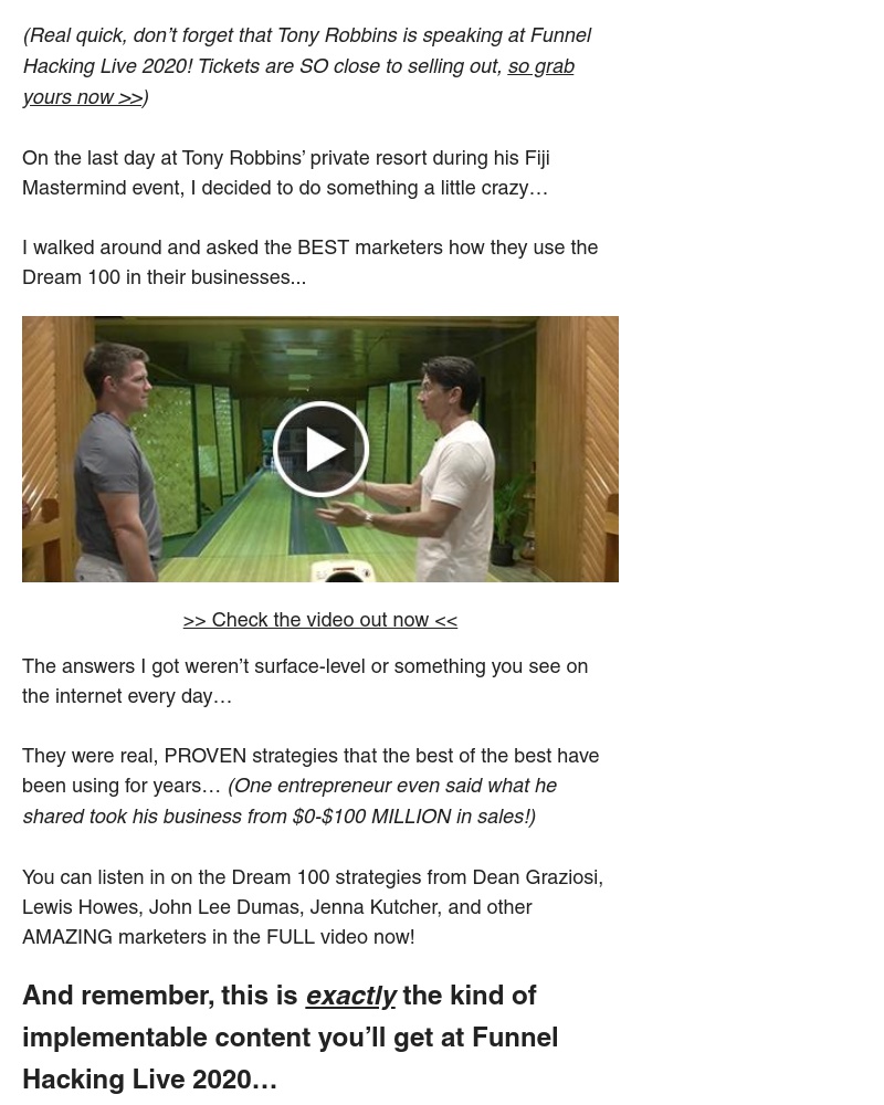 ClickFunnels - want Dean Graziosi’s personal Dream 100 strategy?!