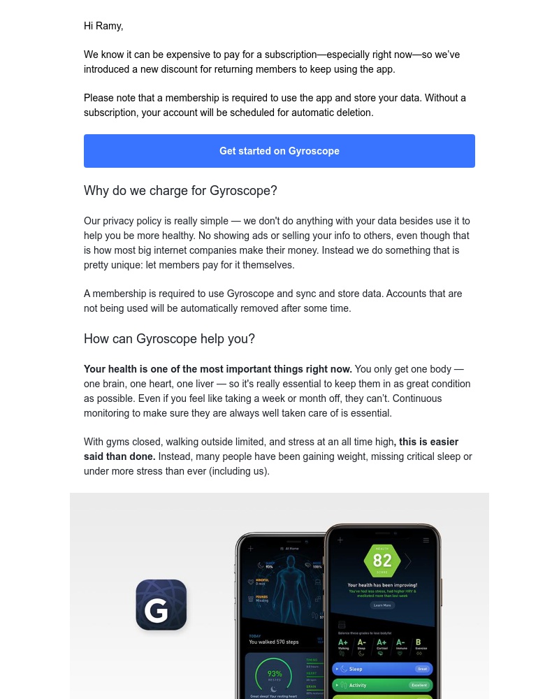 Gyroscope - Want to use Gyroscope but can’t pay full price? New discount for you Ramy! 🤑