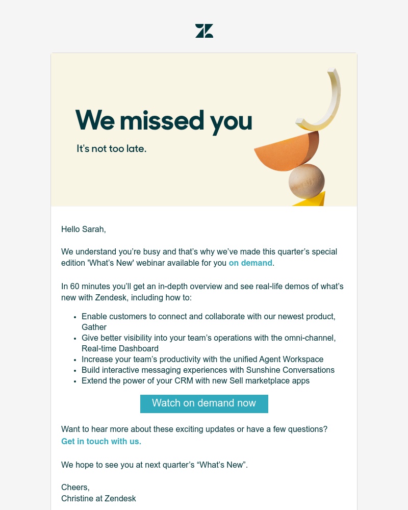 Zendesk - Watch now: 'What’s New' webinar