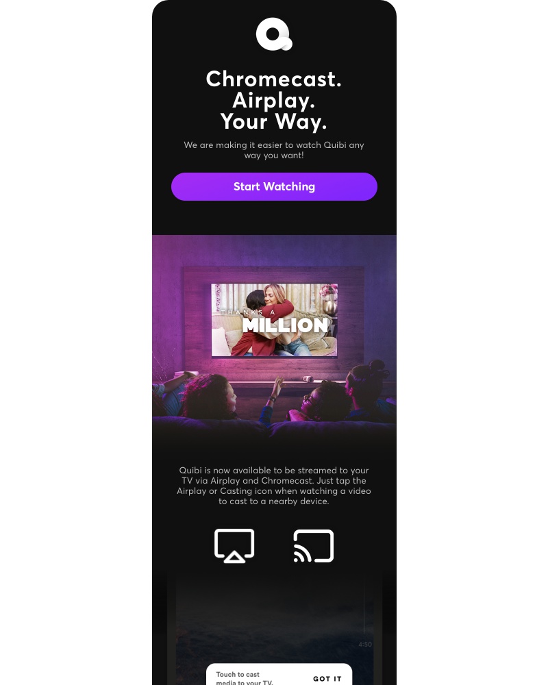 Quibi - Watch your way: Quibi has Airplay and Chromecast