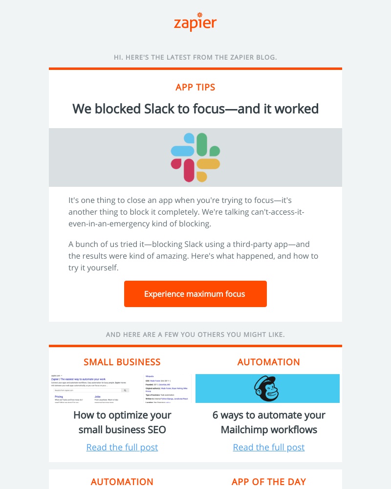 Zapier - We blocked Slack to focus—and it worked