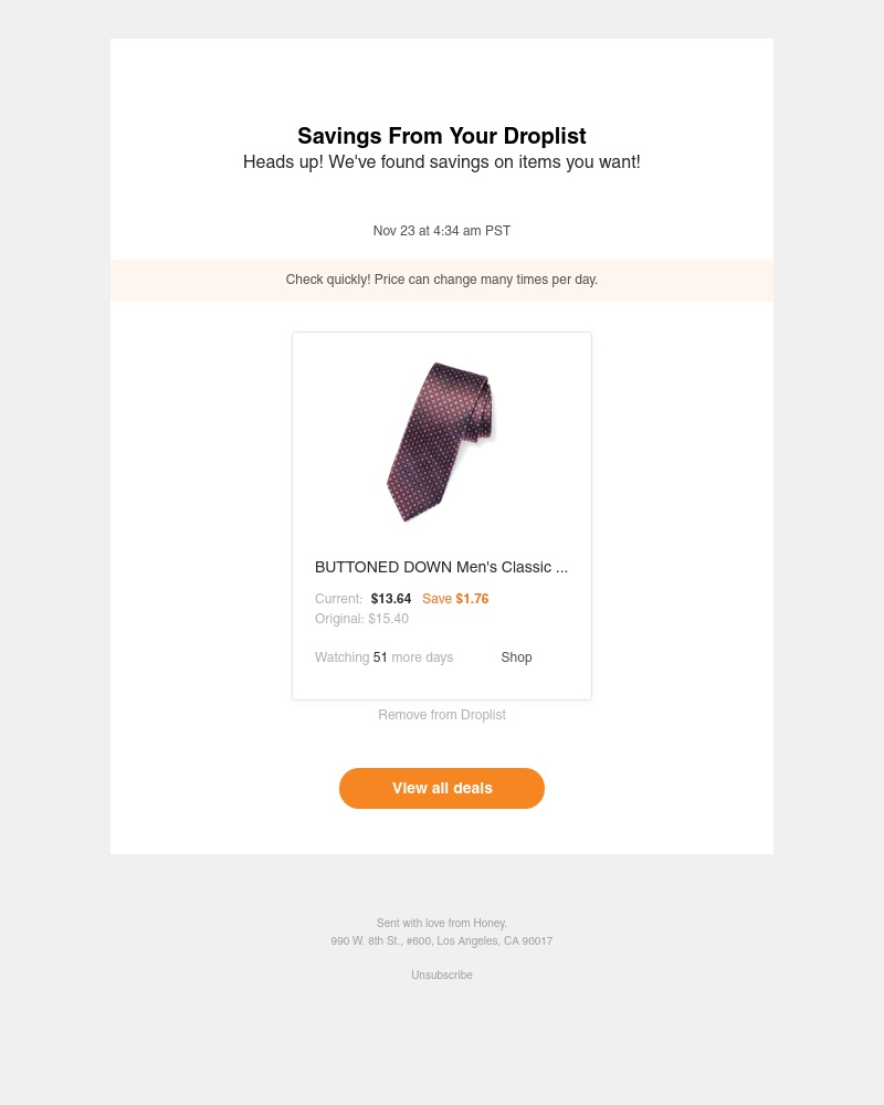 Honey - We found price drops for an item on your list
