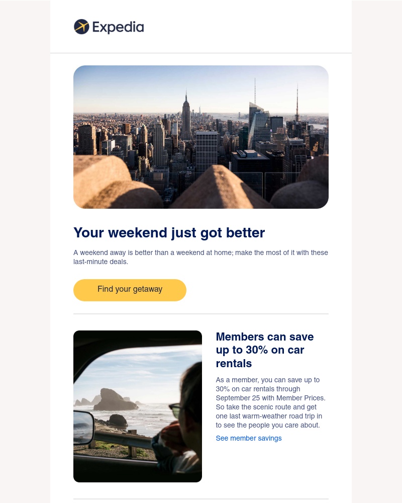 Expedia - We made weekend plans for you.