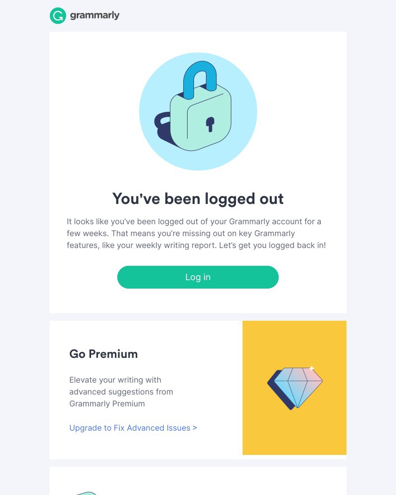 Grammarly - We miss you! Make sure you're logged in.