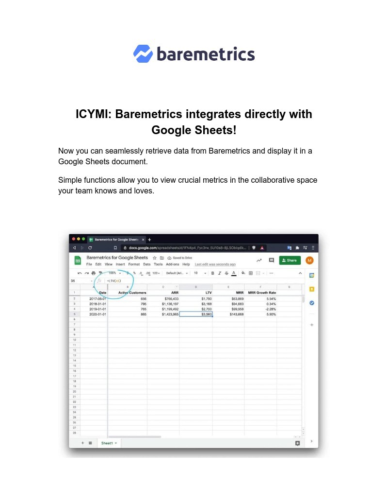 Baremetrics - We usually avoid spreadsheets, but…