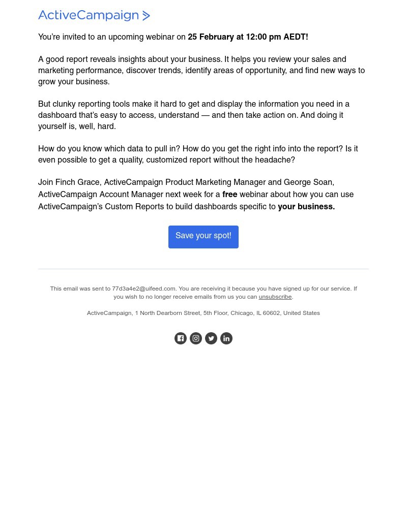  - Webinar: How to build your perfect dashboard with ActiveCampaign’s Custom Reports