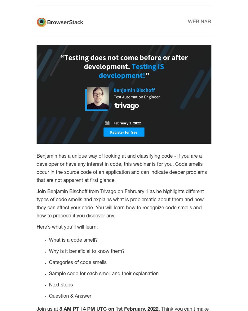  - Webinar: Identifying code smells