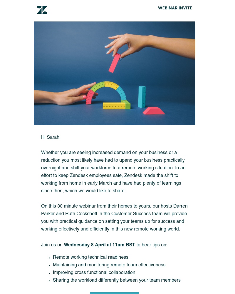 Zendesk - Webinar Invite: Adapting your business in unprecedented times