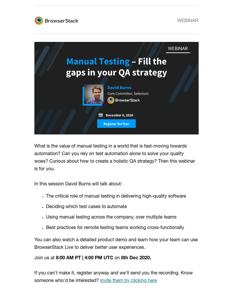  - Webinar: Manual Testing – Fill the gaps in your QA strategy