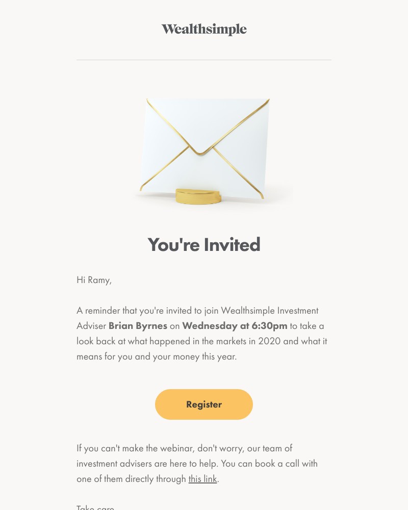 Wealthsimple - Webinar Reminder: 2020 Year in Review - 13th January