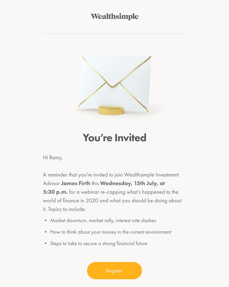 Wealthsimple - Webinar Reminder: What on earth has happened in 2020?
