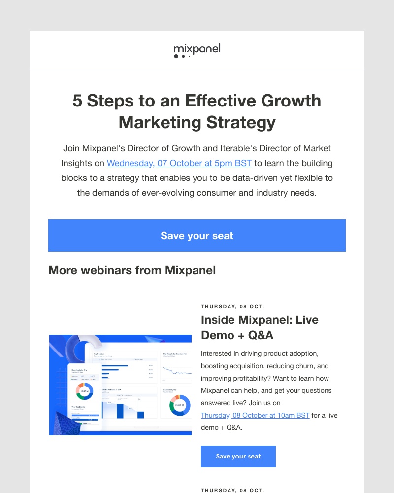 Mixpanel - Webinar roundup: learn growth frameworks, tips from an AWS product leader, and more!