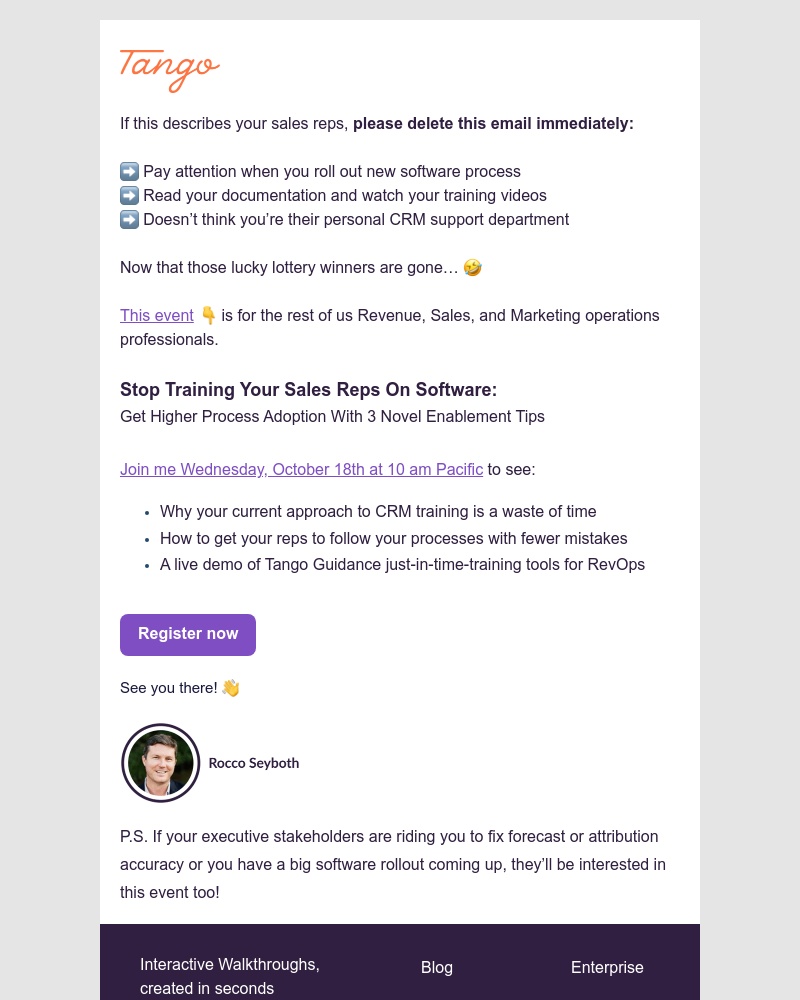 Tango - [Webinar] Stop training your sales reps on software