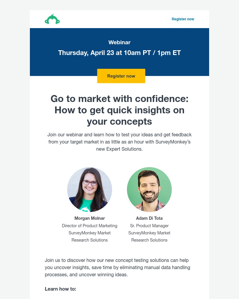 SurveyMonkey - [Webinar tomorrow] Go to market with confidence