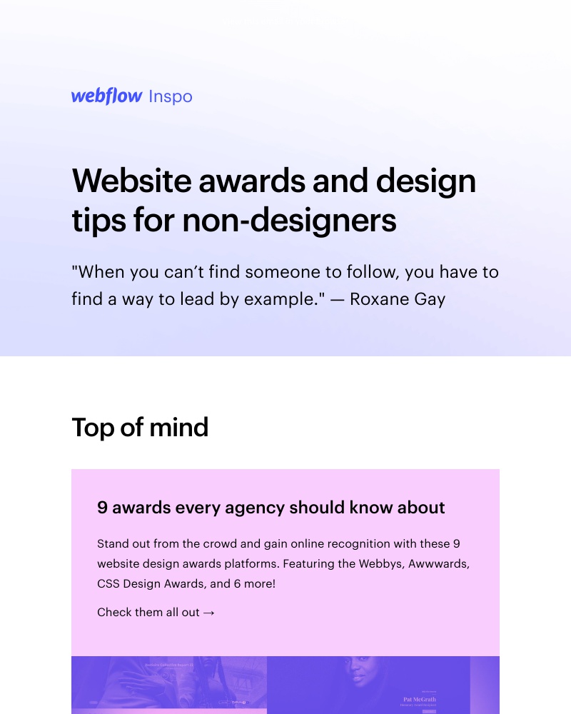 Webflow - Website awards and design tips for non-designers 👋