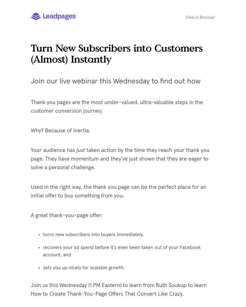 Leadpages - [Wed. Webinar] Should you sell on your thank you page?
