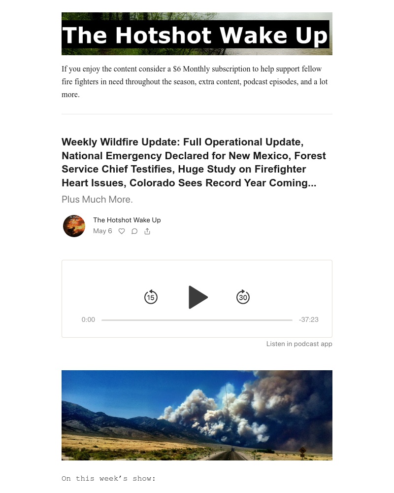 Substack - Weekly Wildfire Update: Full Operational Update, National Emergency Declared for New Mexico, Forest Service Chief …