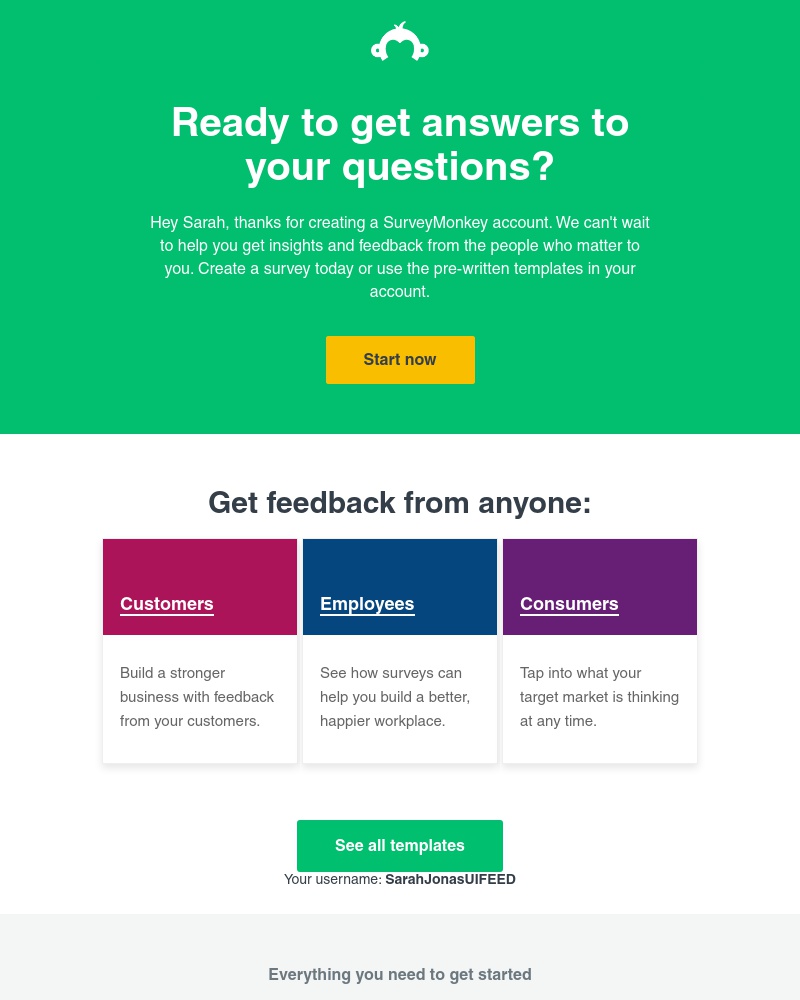  - Welcome, Sarah! Your account information