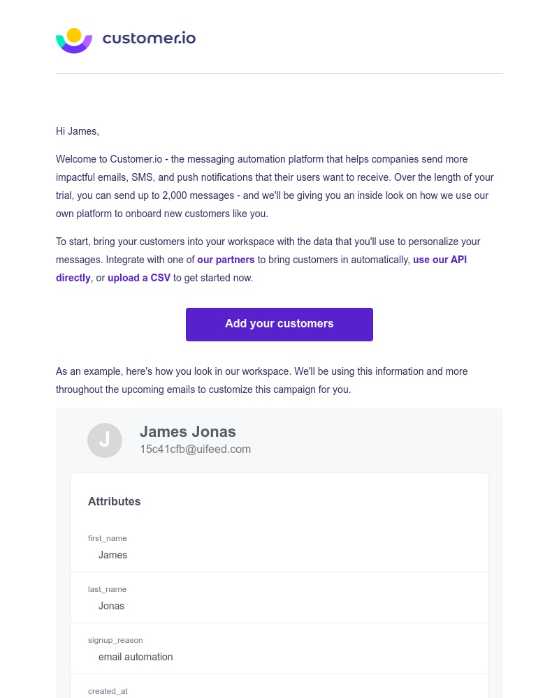  - Welcome to Customer.io 👋