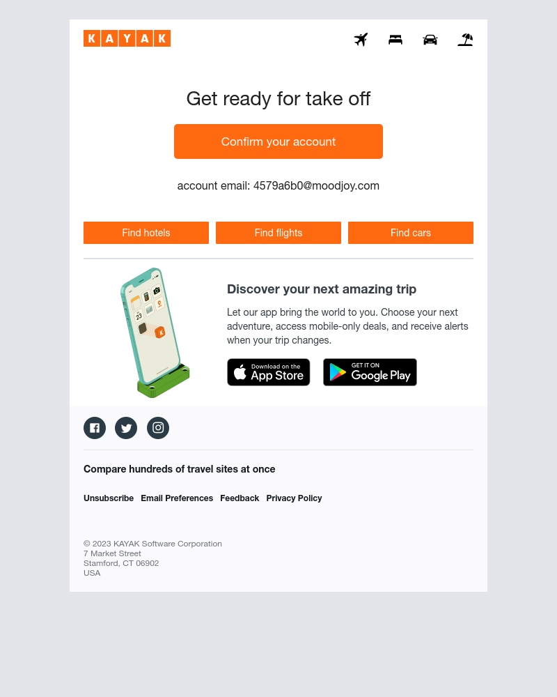 Kayak - Welcome to KAYAK, confirm your account