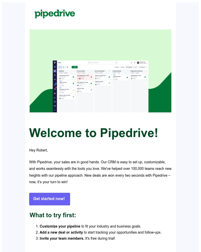 Accepting an invite on Pipedrive video screenshot