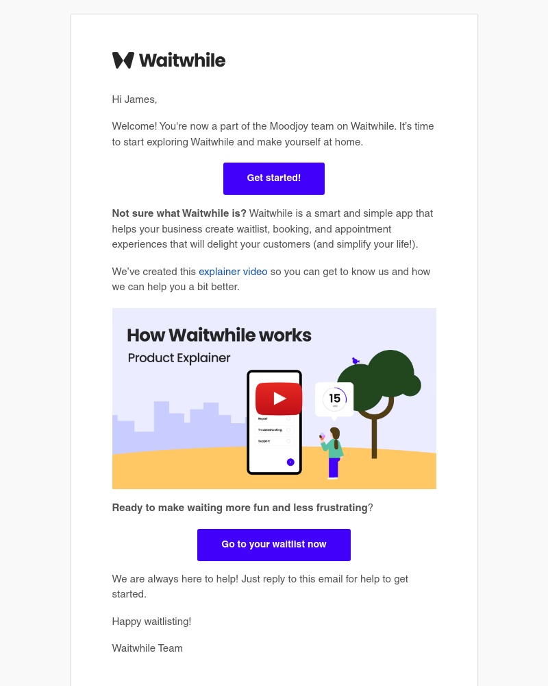 Accepting an invite on Waitwhile video screenshot