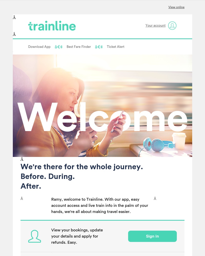 Creating an account on Trainline video screenshot