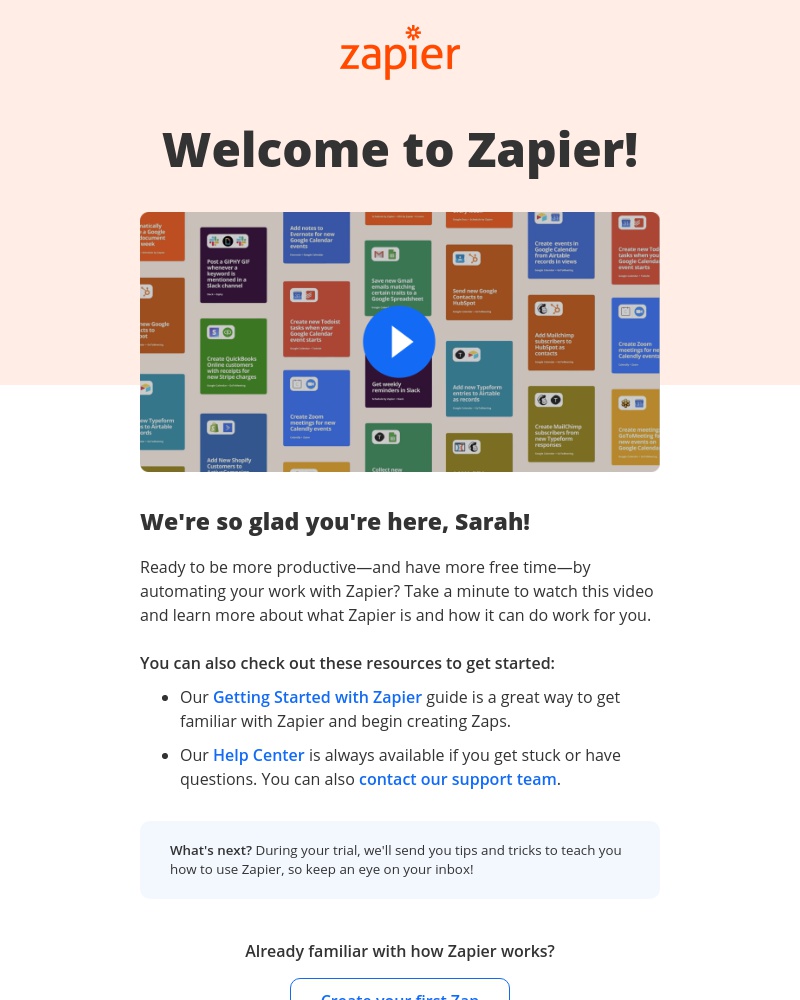  - Welcome to Zapier!