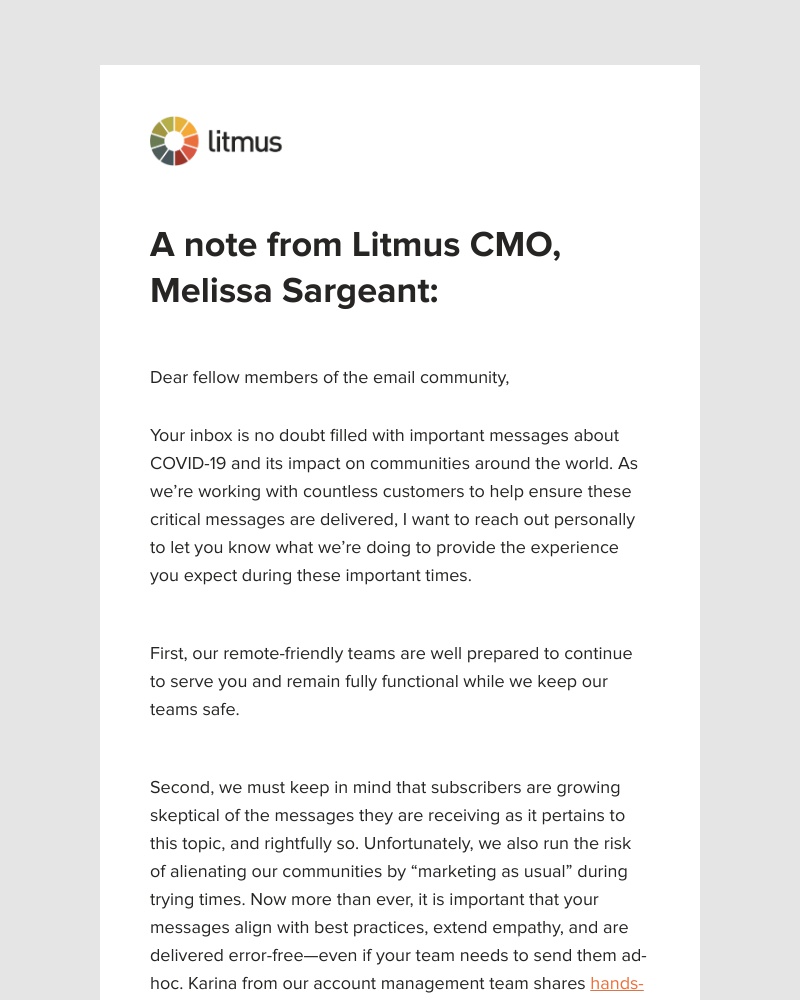 Litmus - We're here to help you navigate these challenging times 💌