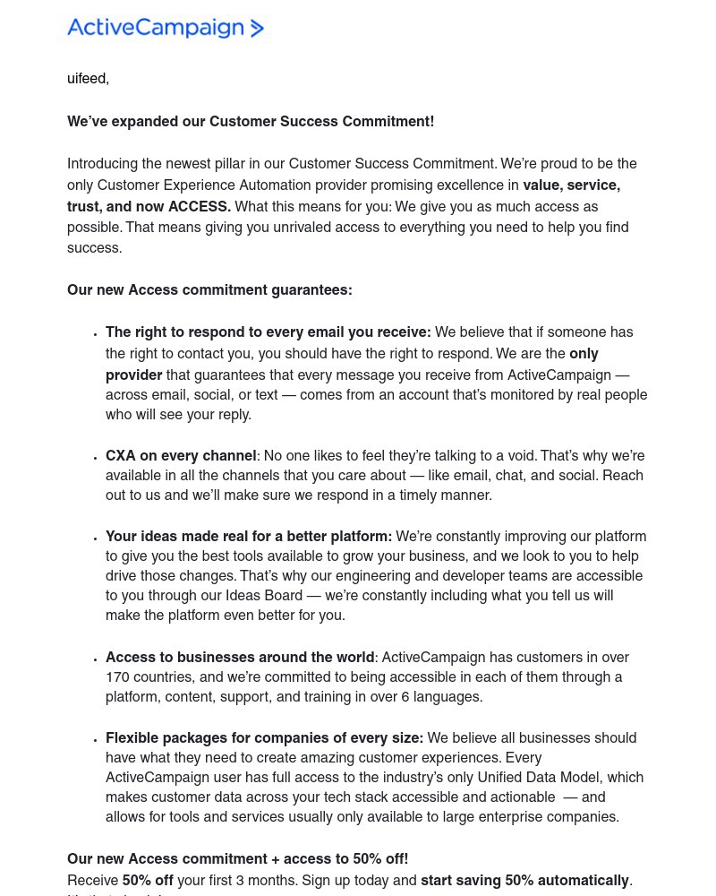  - We’re the first to make this promise + our first 50% off promo