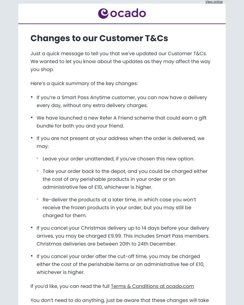  - We’ve updated our Customer T&Cs