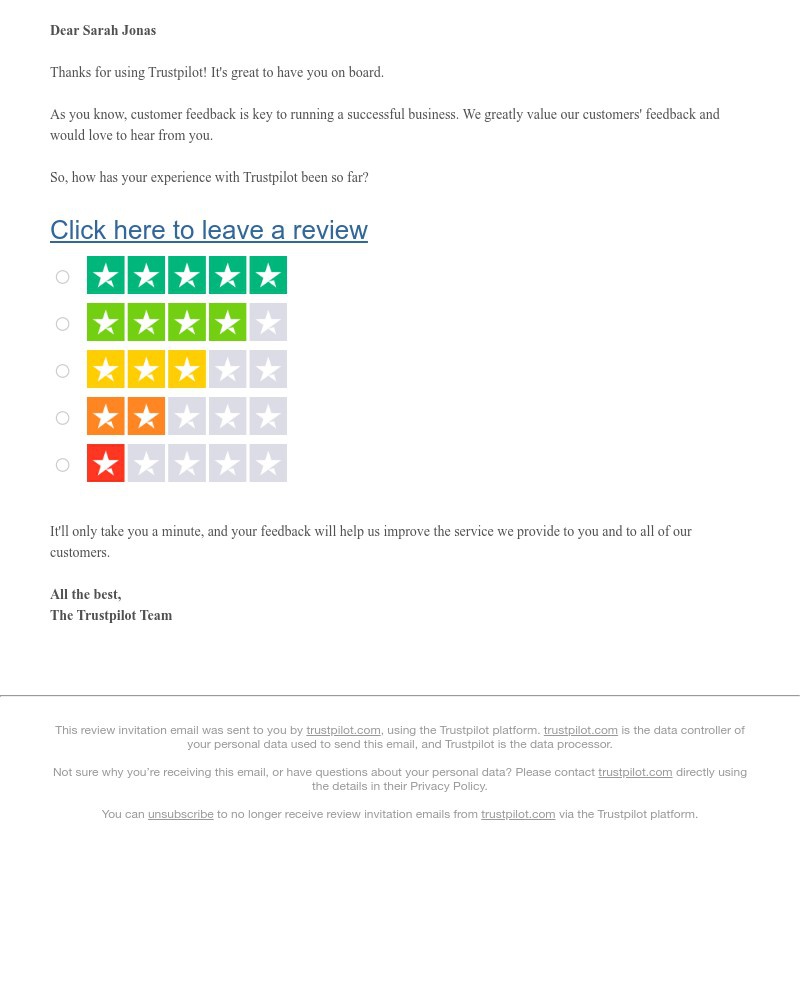 Trustpilot - ⭐ ⭐ ⭐ ⭐ ⭐  What do you think about Trustpilot? We want to hear from you!