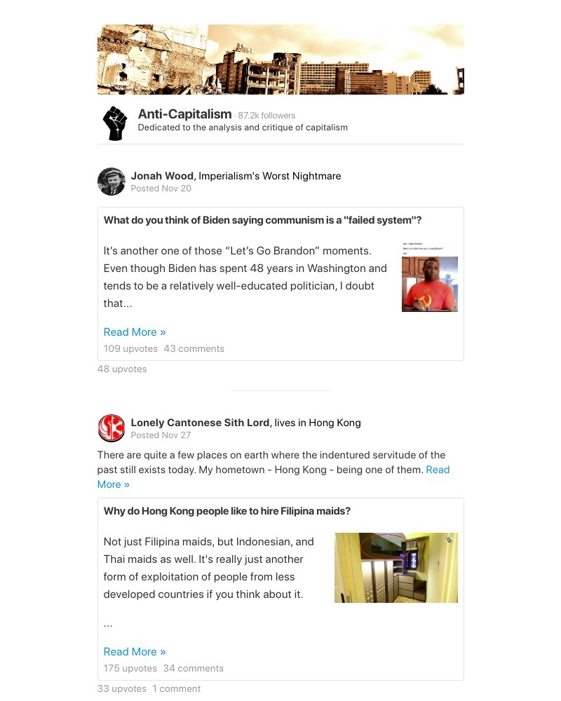 Quora - What do you think of Biden saying communism is a "failed system"?