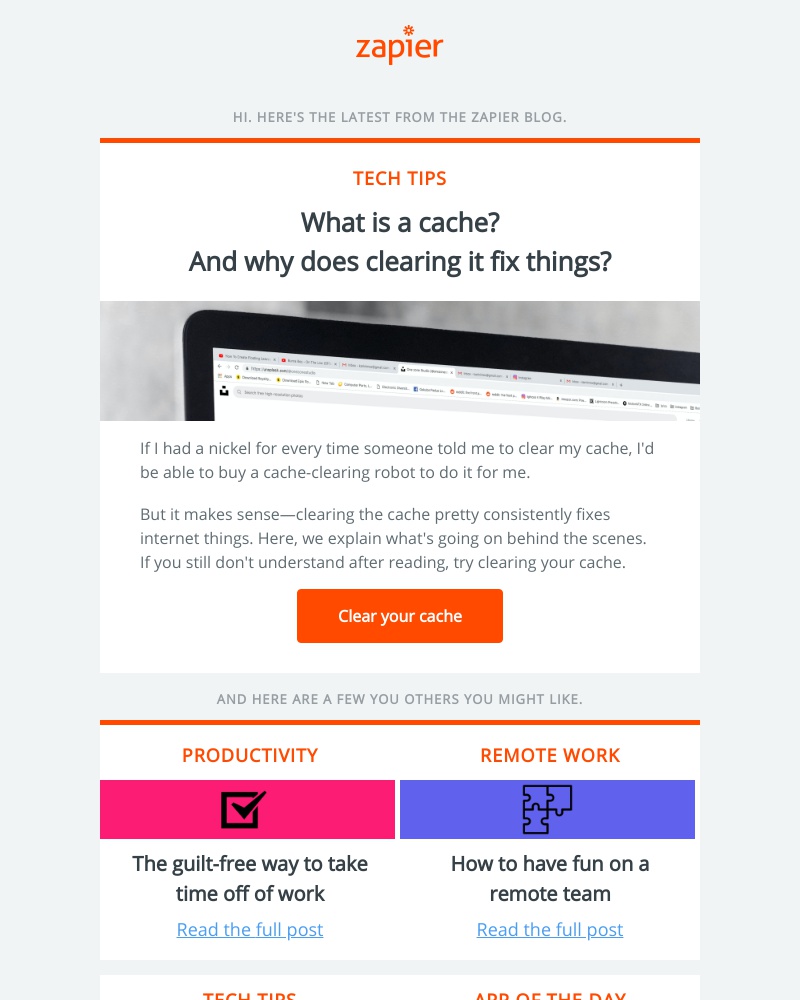 Zapier - What is a cache? And why does clearing it fix things?
