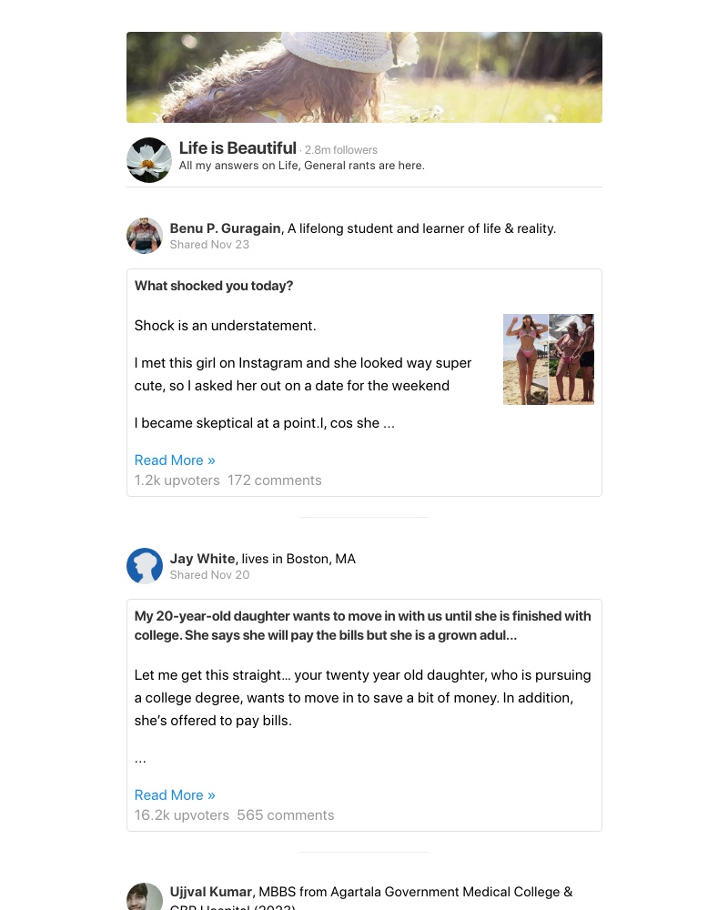 Quora - What shocked you today?