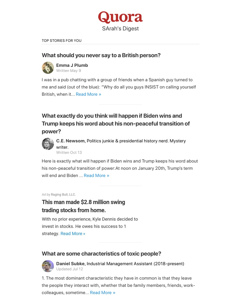 Quora - What should you never say to a British person?
