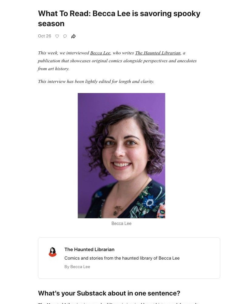 Substack - What To Read: Becca Lee is savoring spooky season