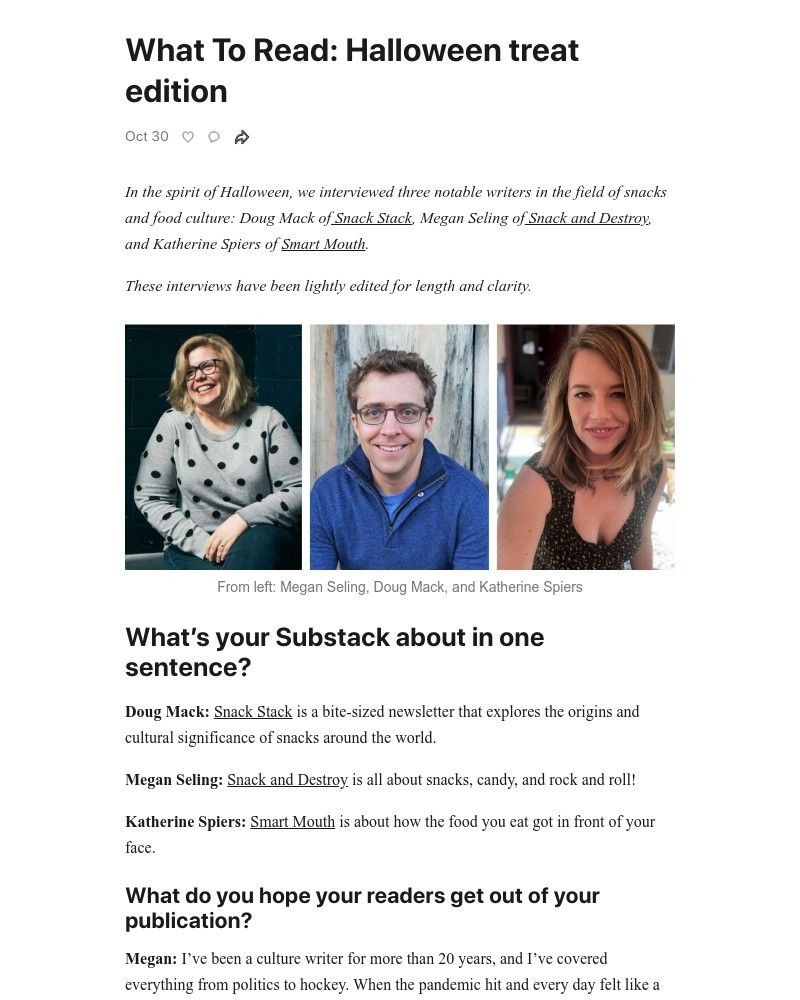 Substack - What To Read: Halloween treat edition