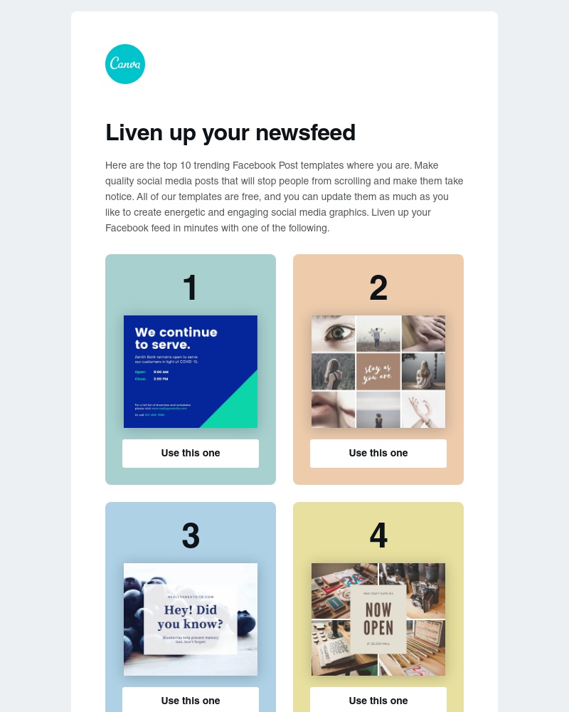 Canva -      What’re the top 10 Facebook templates in UK?