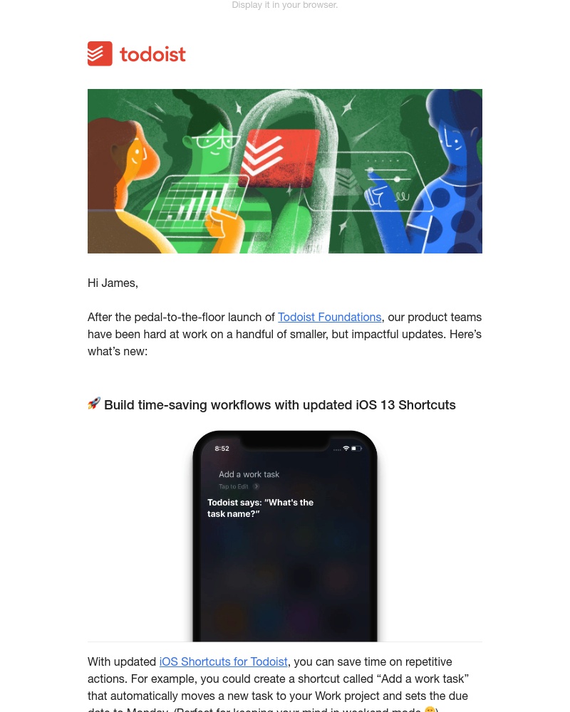 Todoist - ✨ What's New: Time-saving iOS workflows, a new Gmail add-on and more