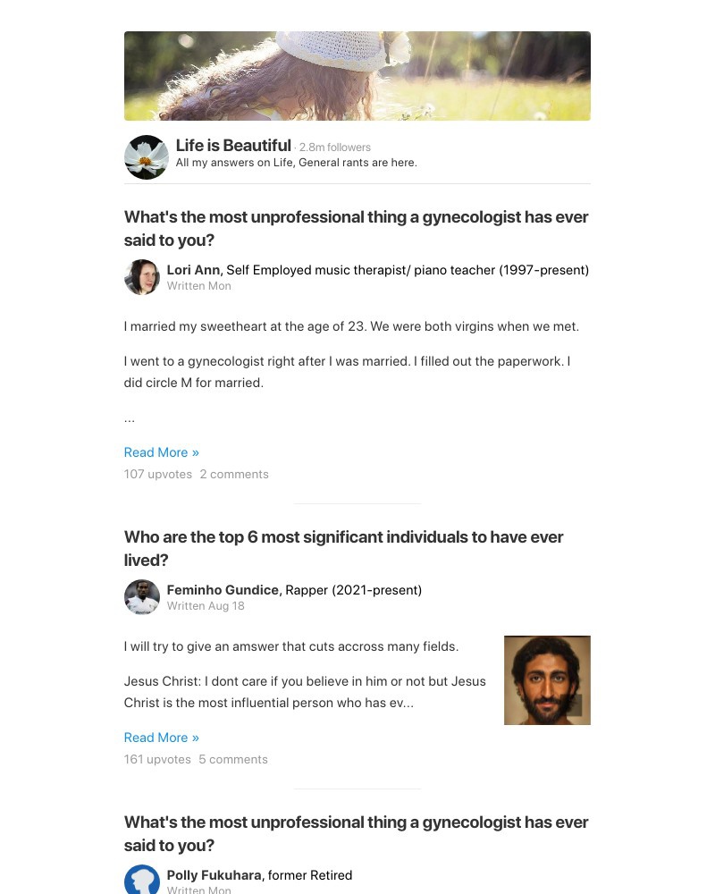 Quora - What's the most unprofessional thing a gynecologist has ever said to you?