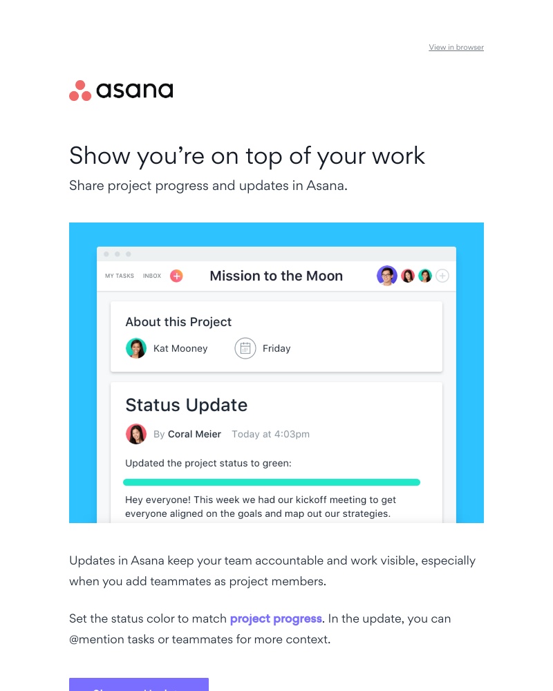 Asana - What’s the status of your project?