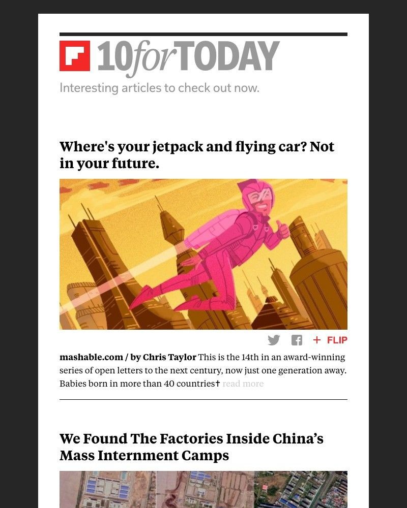 Flipboard - Where's your jetpack and flying car?
