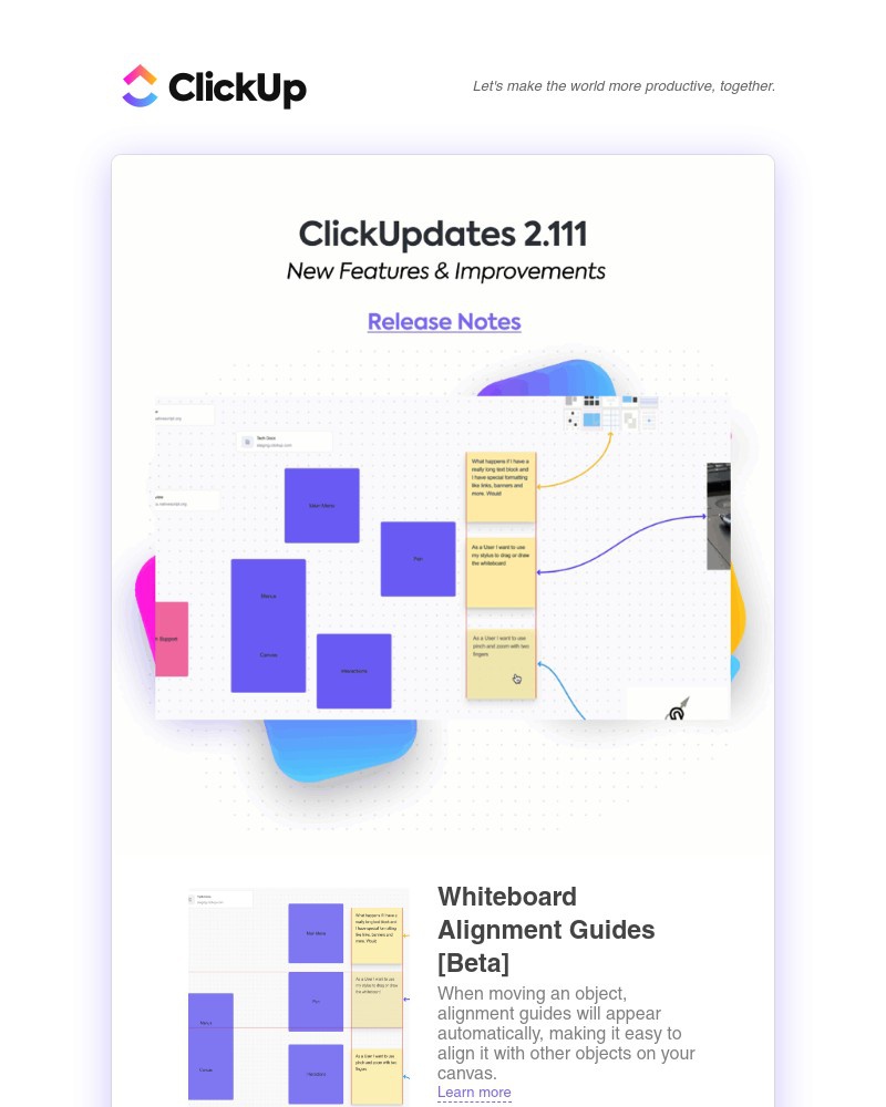 ClickUp - Whiteboard Alignment Guides [Beta], More Powerful Automations, ➕ more!