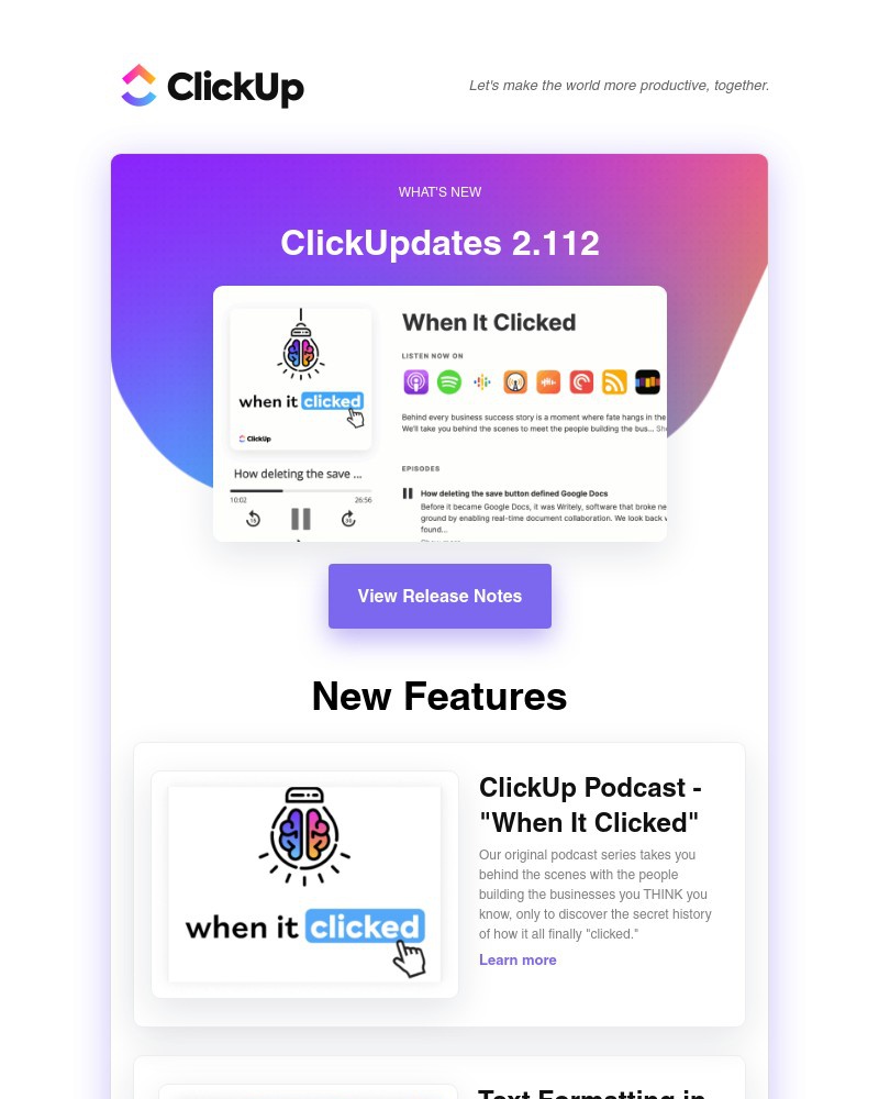 ClickUp - Whiteboard Text Formatting [Beta], Improved Task/Reminder Creation on Mobile, ➕ more!