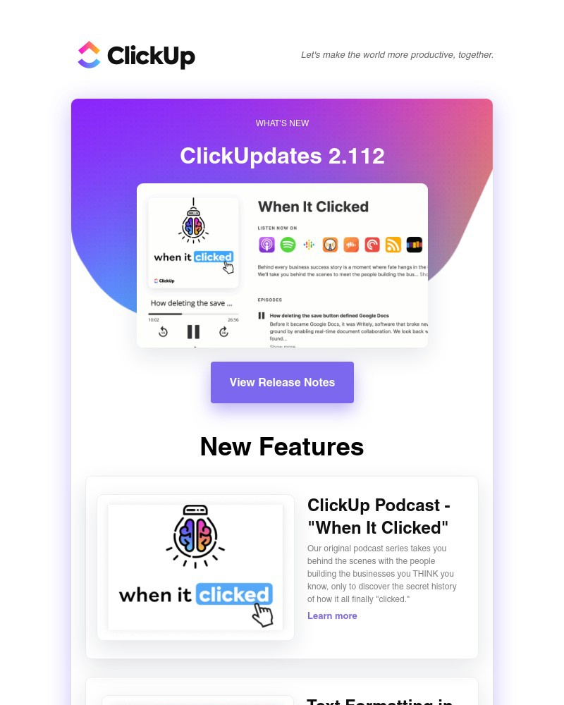ClickUp - Whiteboard Text Formatting [Beta], Improved Task/Reminder Creation on Mobile, ➕ more!