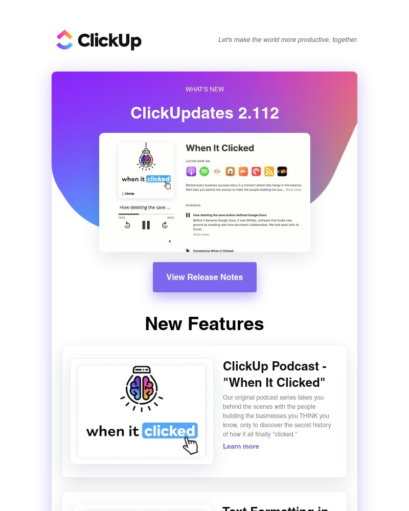 ClickUp - Whiteboard Text Formatting [Beta], Improved Task/Reminder Creation on Mobile, ➕ more!