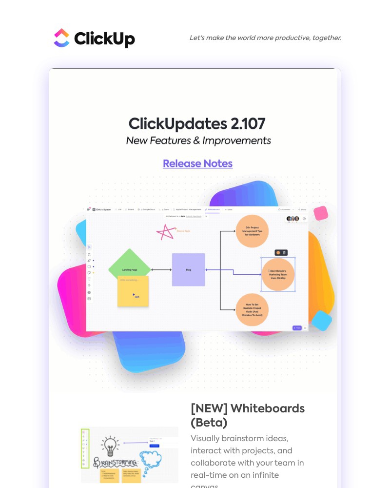 ClickUp - Whiteboards [Beta], Profile Cards, Click to Edit Public Docs, ➕ more!